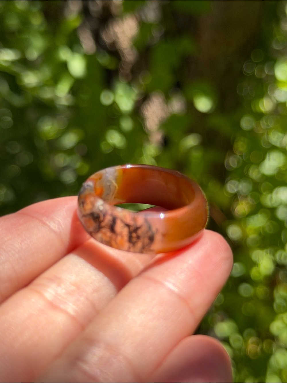 Size 10 natural red moss‎ agate ring 1467